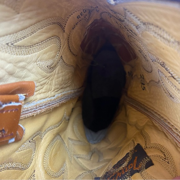 Vintage Tony Lama Brown Tan Snakeskin Python Cowboy Western Boots 0410 8.5B - Picture 4 of 16